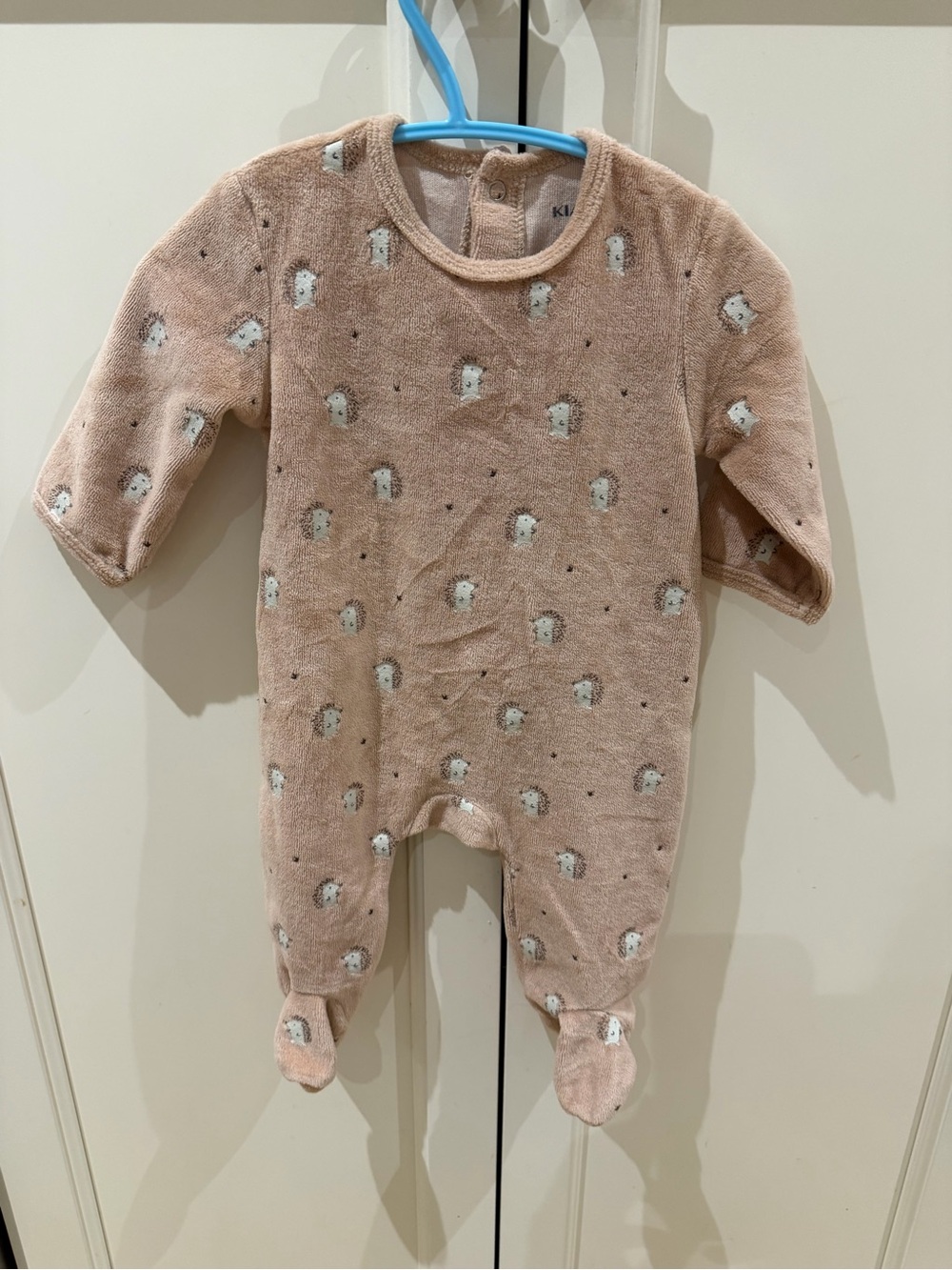 Kiabi 3m beige hedgehog Baby One-Piece Footed pajamas
